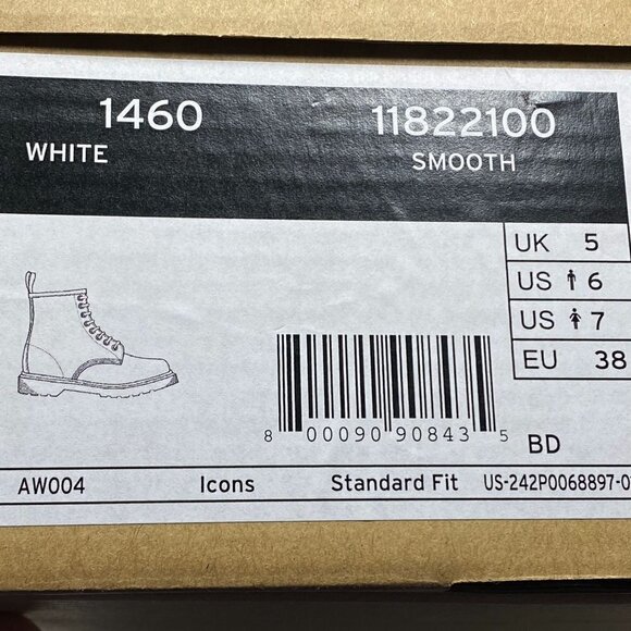 Dr. Martens 1460 SMOOTH LEATHER LACE UP BOOTS White Unisex Sz 6 Mens main image 8